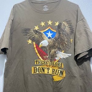 These Colors Dont Run Patriotic Eagle America USA T-Shirt Brown Mens Size 2XL